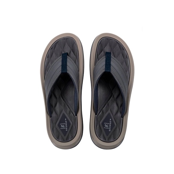George Premium Comfort Casual Thong Sandals in Gray and Navy - Picture 4 of 6